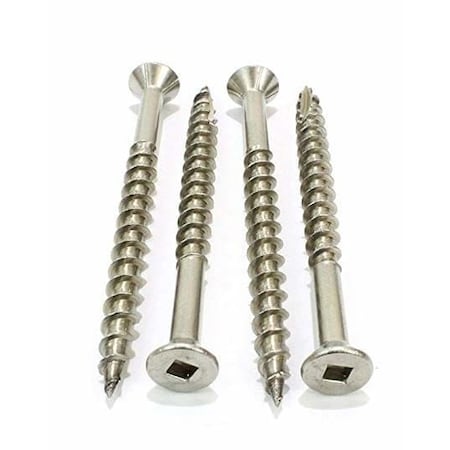 Deck Screw, #8 X 1-5/8 In, Stainless Steel, Flat Head, Square Drive, 3000 PK